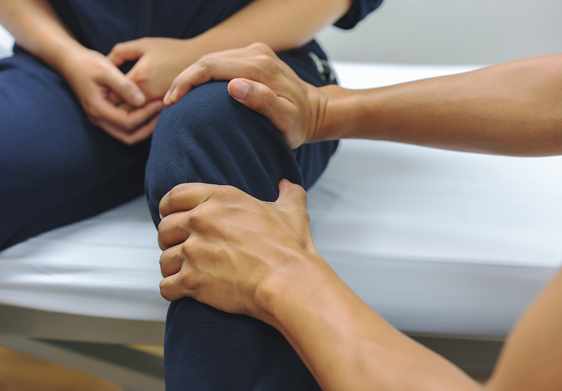 Physical Therapists Are Checking Knee Injuries Patient Medical Healthcare Concept
